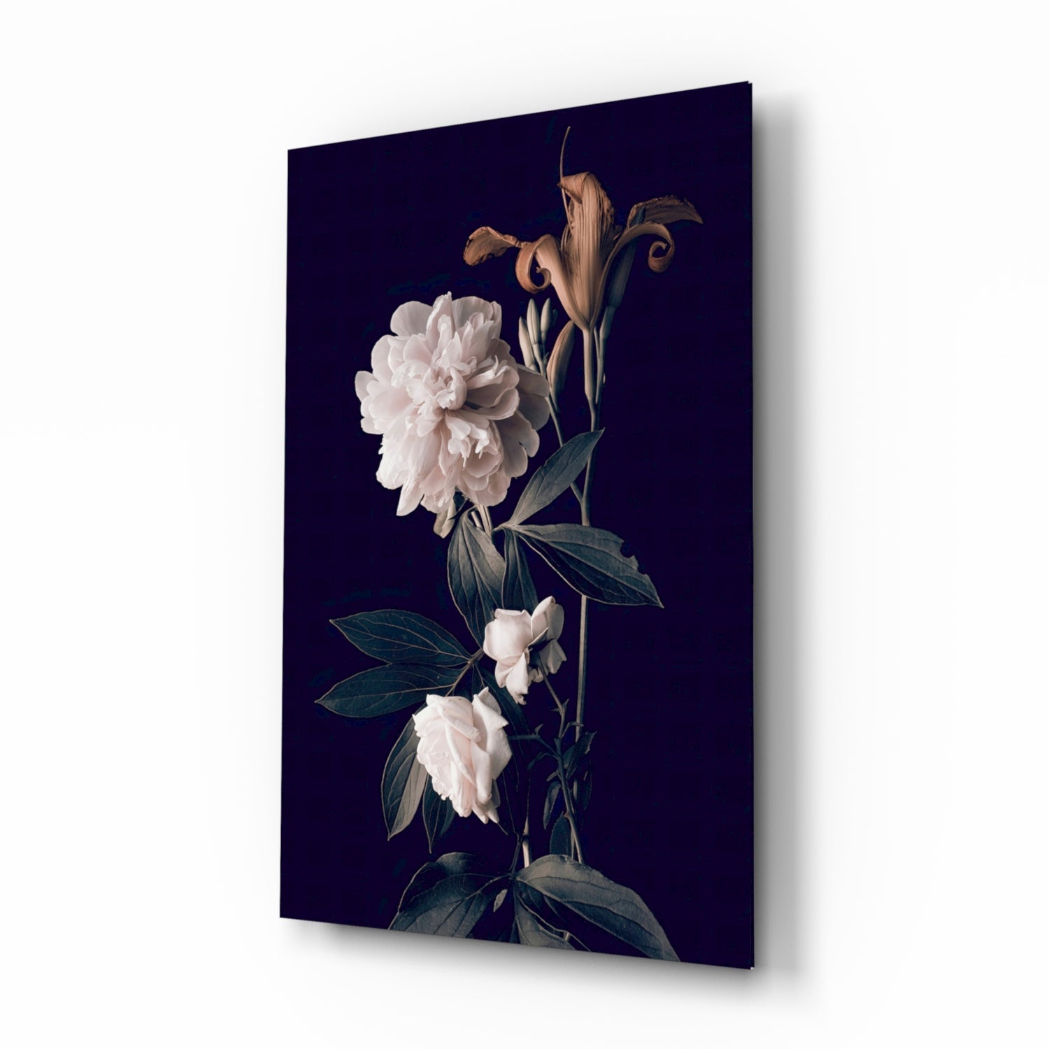 White Rose Glass Wall Art.