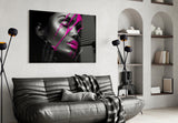 Purple Woman Glass Wall Art.