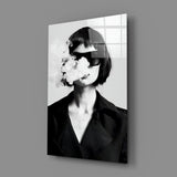Black and White Woman Glass Wall Art.