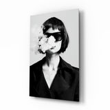 Black and White Woman Glass Wall Art.