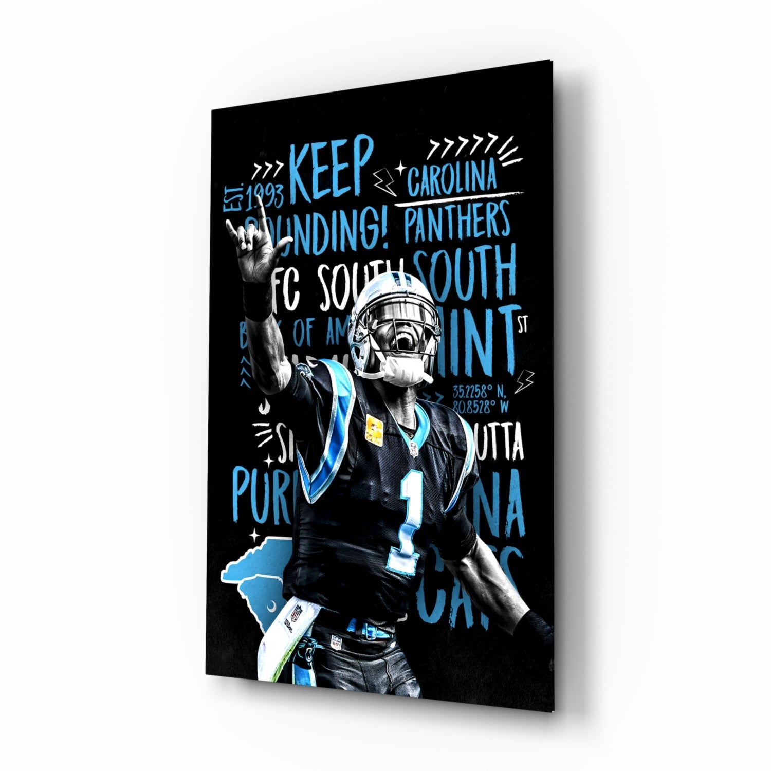 Luke Kuechly Glass Wall Art.
