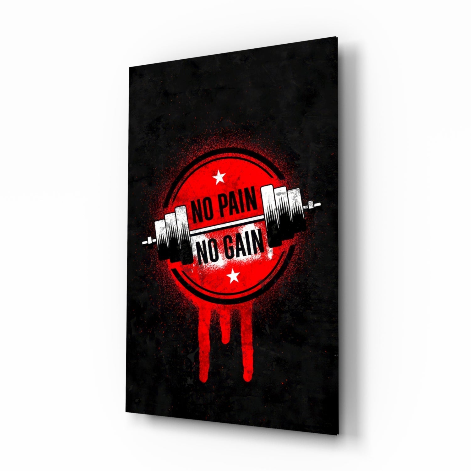 No Pain No Gain Glass Wall Art.