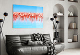 Flamingos Glass Wall Art.
