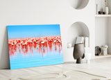 Flamingos Glass Wall Art.