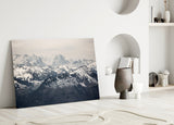 Snowy Mountains Glass Wall Art.