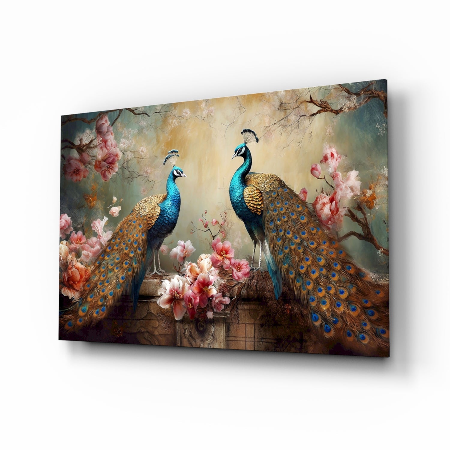 Peacock Glass Wall Art.