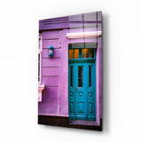 Purple House Glass Wall Art | insigneart.co.uk