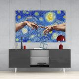 Hands of God and Adam in Van Gogh Style Glass Wall Art | insigneart.co.uk
