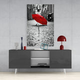 Red Umbrella Glass Wall Art | insigneart.co.uk