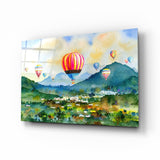 Flying Balloons Glass Wall Art | insigneart.co.uk