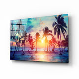 Sunset and Palms Glass Art | insigneart.co.uk