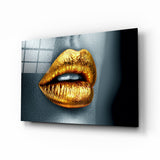 Golden Lips Glass Wall Art | insigneart.co.uk