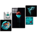 Turquoise Combined Glass Wall Art | Insigne Art Design