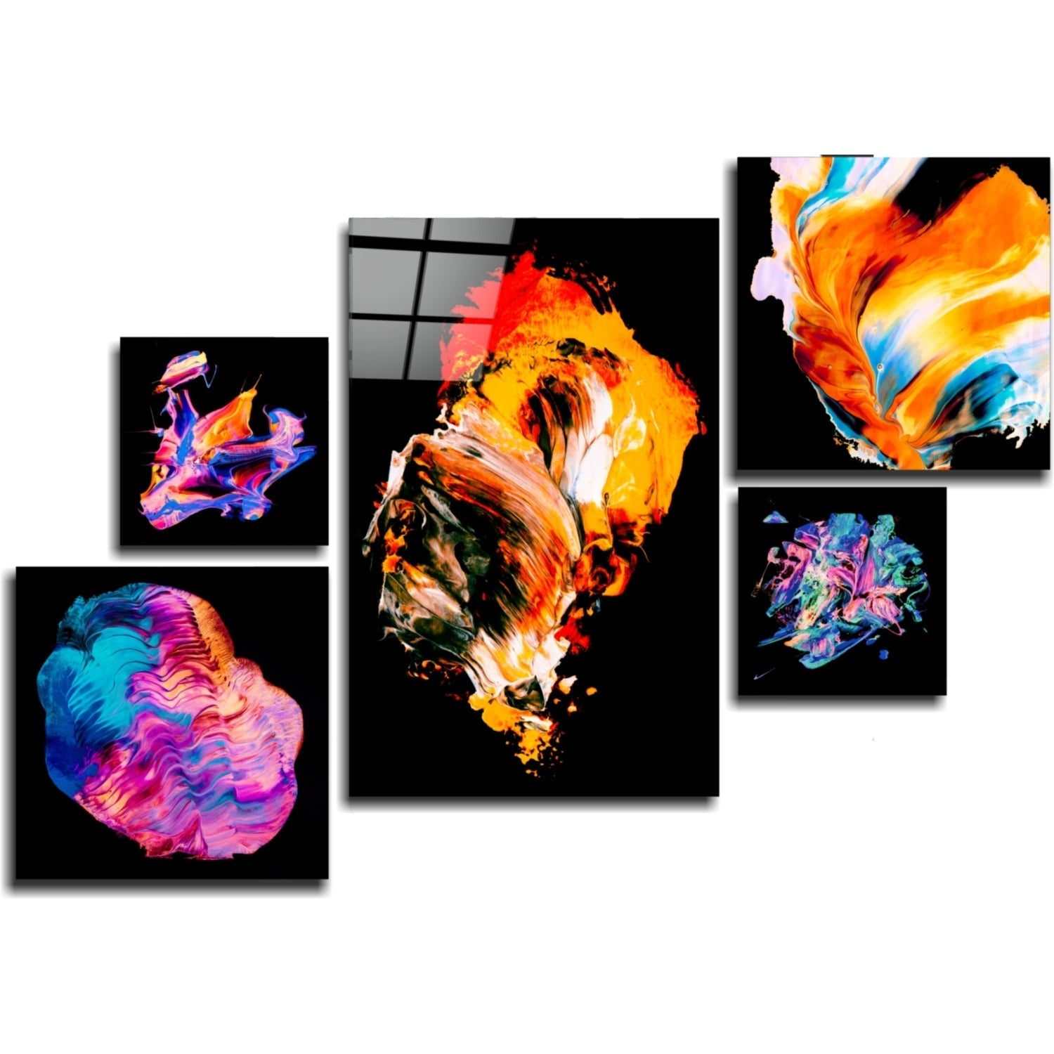 Dance of Colours Combined Glass Wall Art | Insigne Art Design