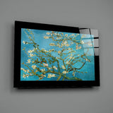 Turquoise Almond Flowers Glass Wall Art | insigneart.co.uk