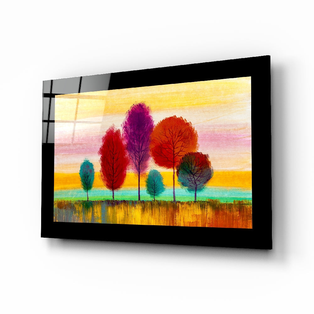 Pastel Trees Glass Wall Art | insigneart.co.uk