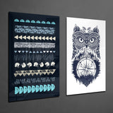 Owl and Shapes 2 Pieces Combine Glass Wall Art | Insigne Art Design