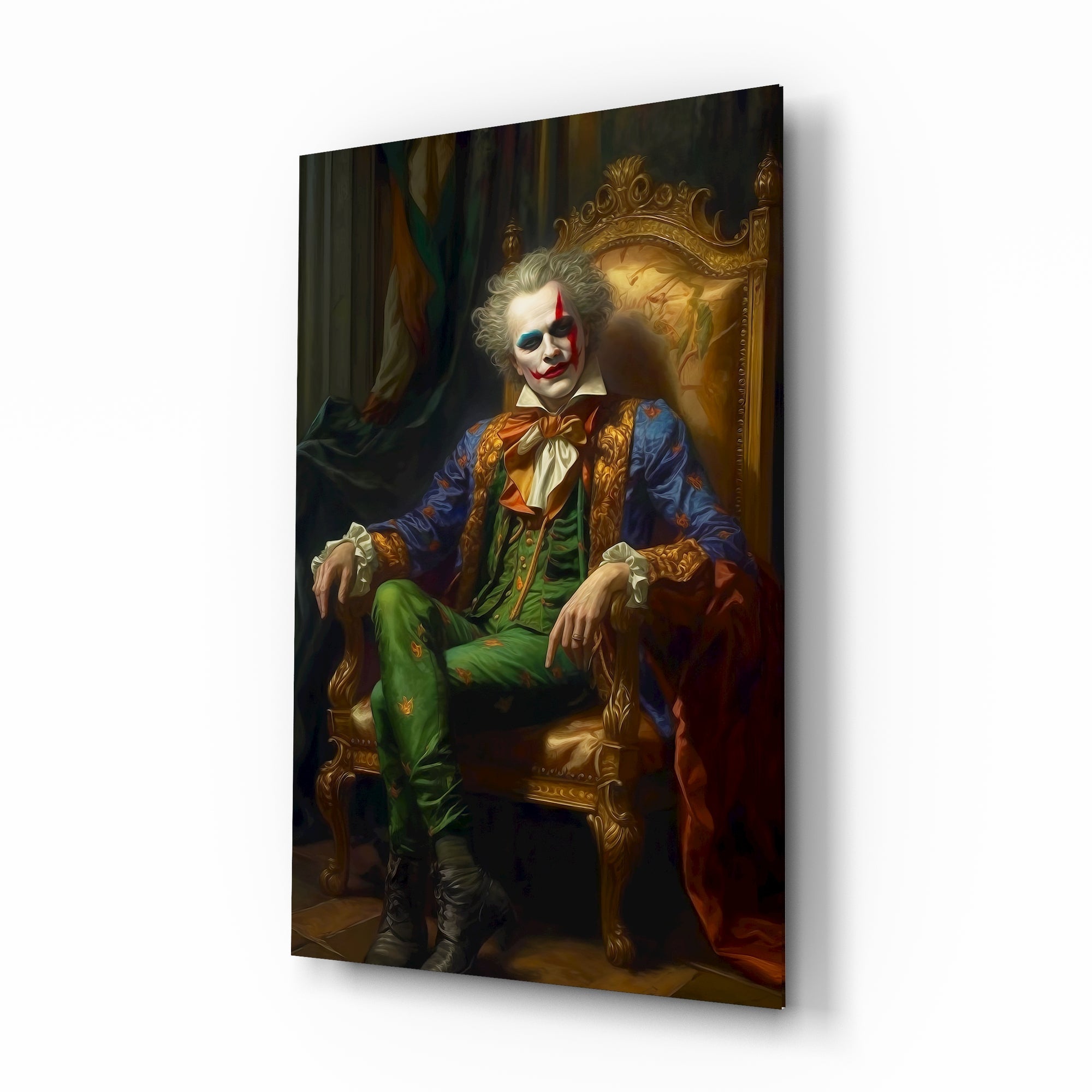 Clown and the Throne Glass Wall Art || Designer's Collection
