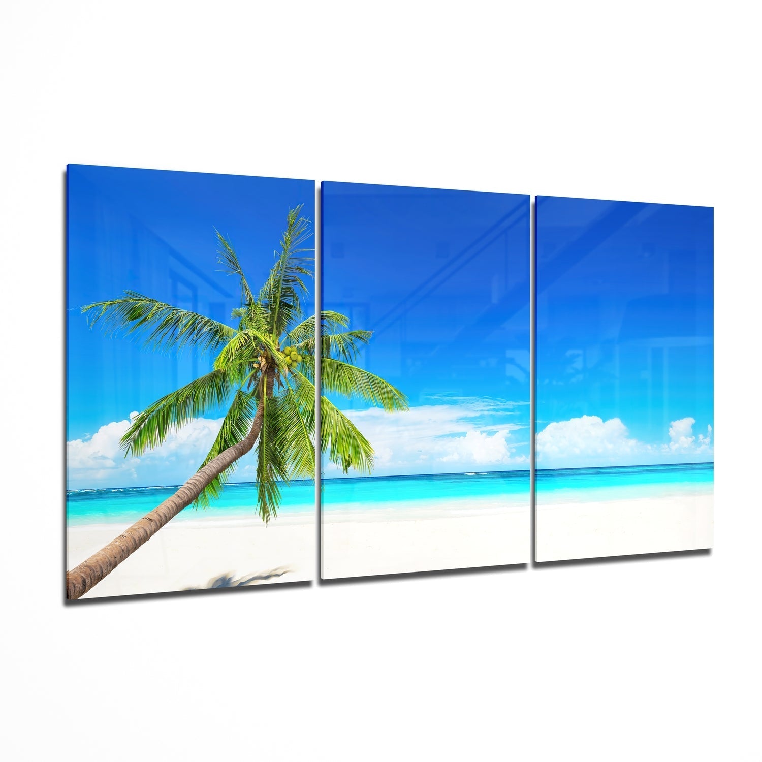 Palm Glass Wall Art on the Beach Mega Glass Wall Art