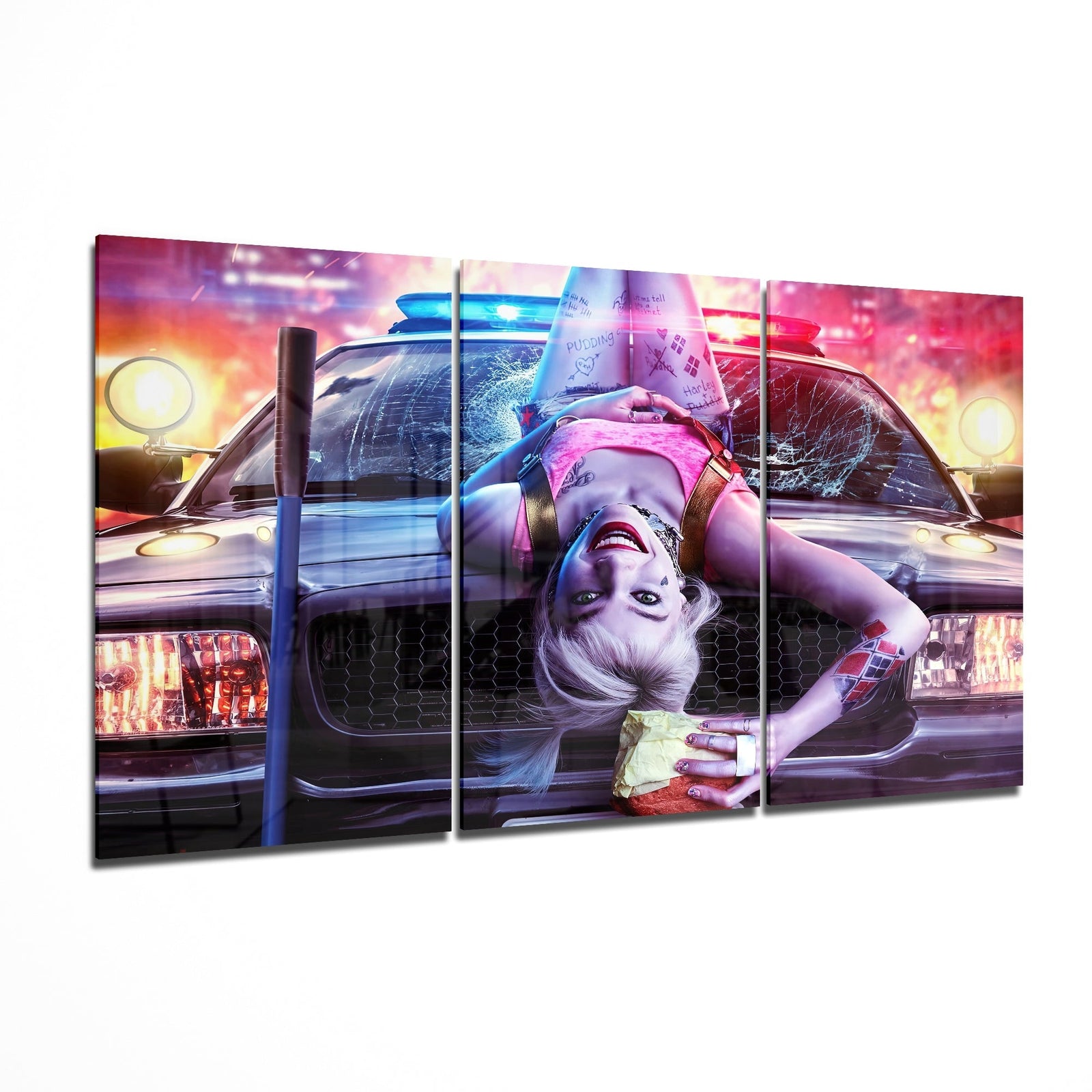 Harley Quinn Glass Art Mega Glass Wall Art