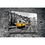 Yellow Tram (Lisbon) Glass Wall Art | insigneart.co.uk