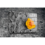 Yellow Rose Glass Wall Art | insigneart.co.uk