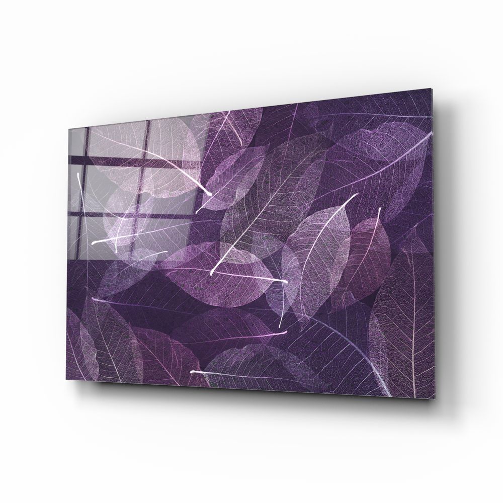 Purple Leaf Glass Wall Art | insigneart.co.uk