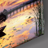 Sunset on the Dock Glass Wall Art | insigneart.co.uk