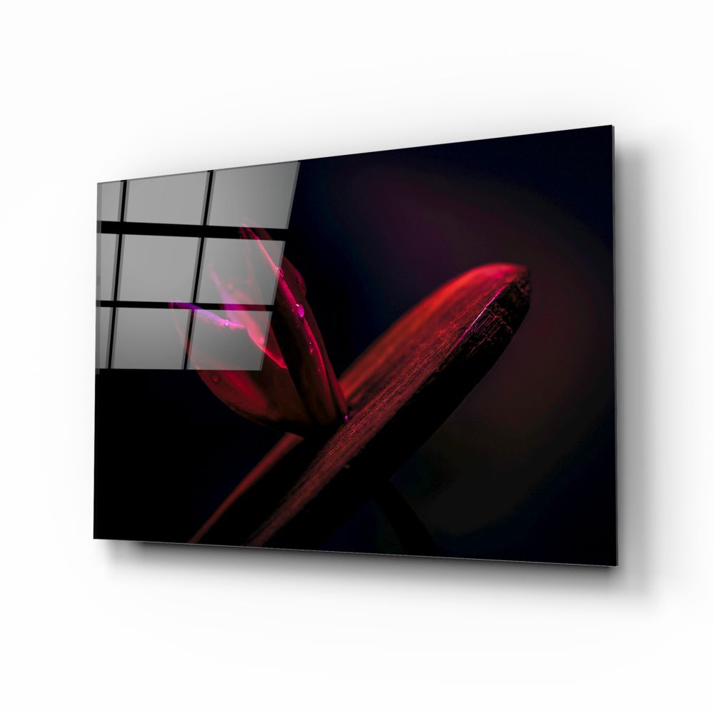 Red Leaf Glass Wall Art | insigneart.co.uk
