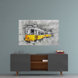 Yellow Tram Basel Glass Wall Art | insigneart.co.uk