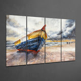 Abandoned Boat 4 Pieces Mega Glass Wall Art (150x92 cm)