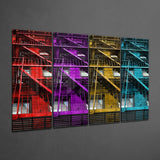 Stairs 4 Pieces Mega Glass Wall Art (150x92 cm)