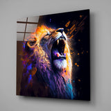 Roaring Lion Glass Wall Art  || Designers Collection